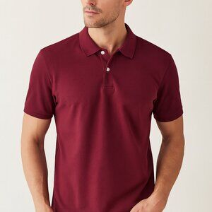 LAPASA Men’s Polo Shirt XL Burgundy 100% Cotton Short Sleeve Casual Classic New